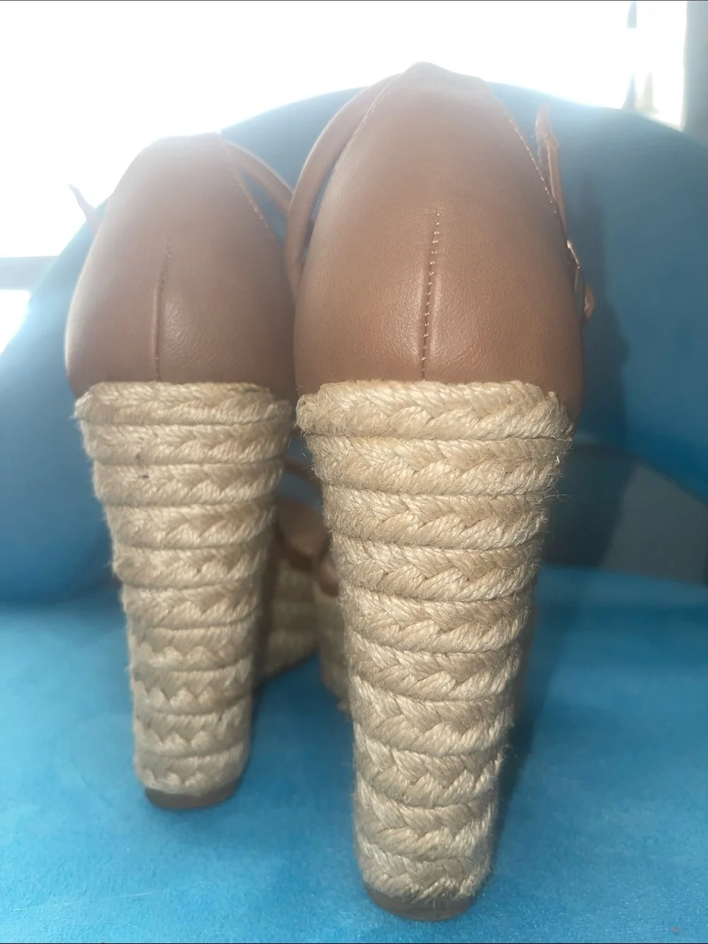 Brown Espadrille Wedge Sandals with Ankle Strap - Women